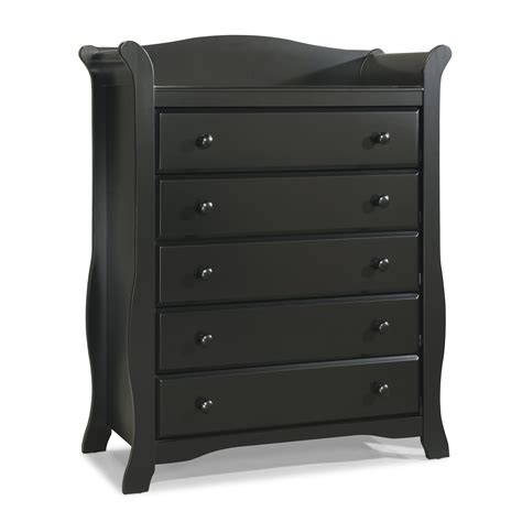 Crafted with high-quality wood and composites, this vertical dresser features 5 spacious drawers and durable steel hardware. . Storkcraft dressers